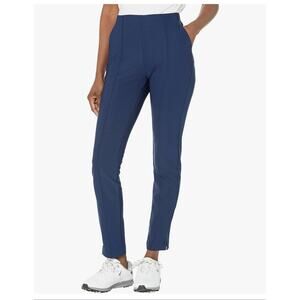 NEW Adidas Pintuck Slim Pants Size L Blue Ankle Slit Tailored Stretch HR NWT